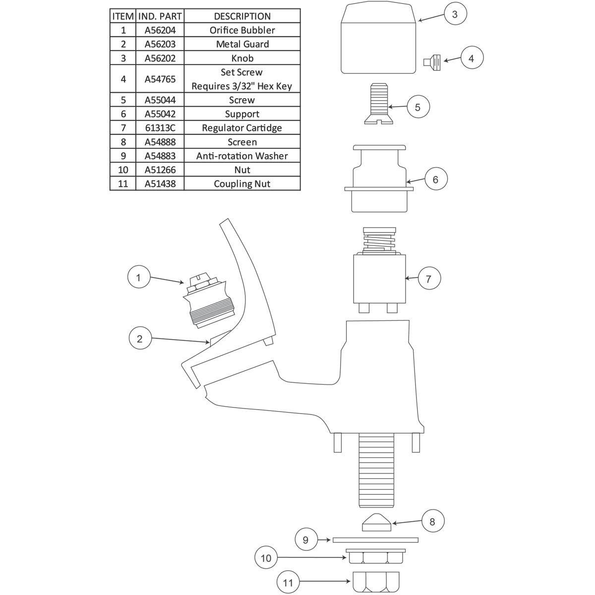 Elkay Stainless Steel Push Button Handle Bubbler 