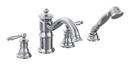 4-Hole High Arc Roman Tub Faucet with Double Lever Handle in Polished Chrome
