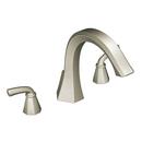 19 gpm 3-Hole Roman Tub Faucet Trim with Double Lever Handle in Brushed Nickel