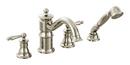 4-Hole High Arc Roman Tub Faucet with Double Lever Handle in Nickel