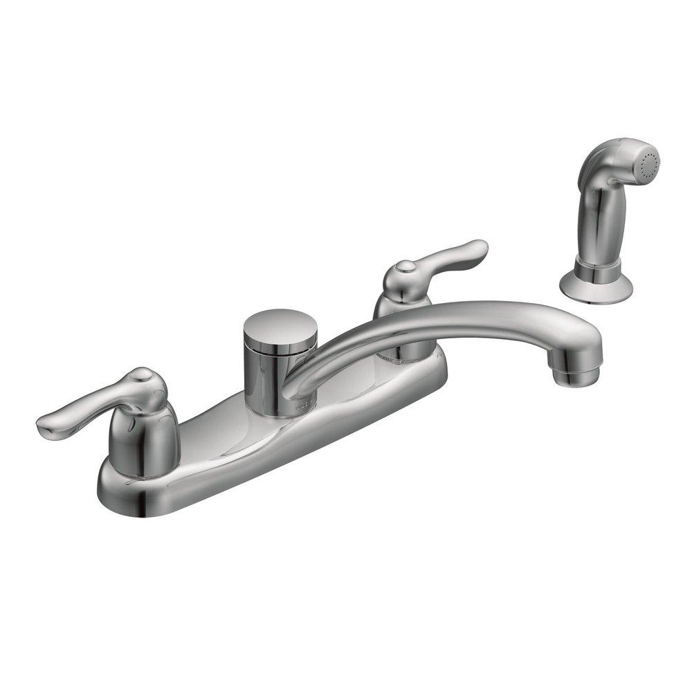 Moen Polished Chrome Two Handle Kitchen Faucet with Side Spray 