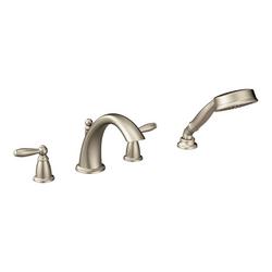 Two Handle Roman Tub Faucet with Hand Shower in Brushed Nickel (Trim Only)