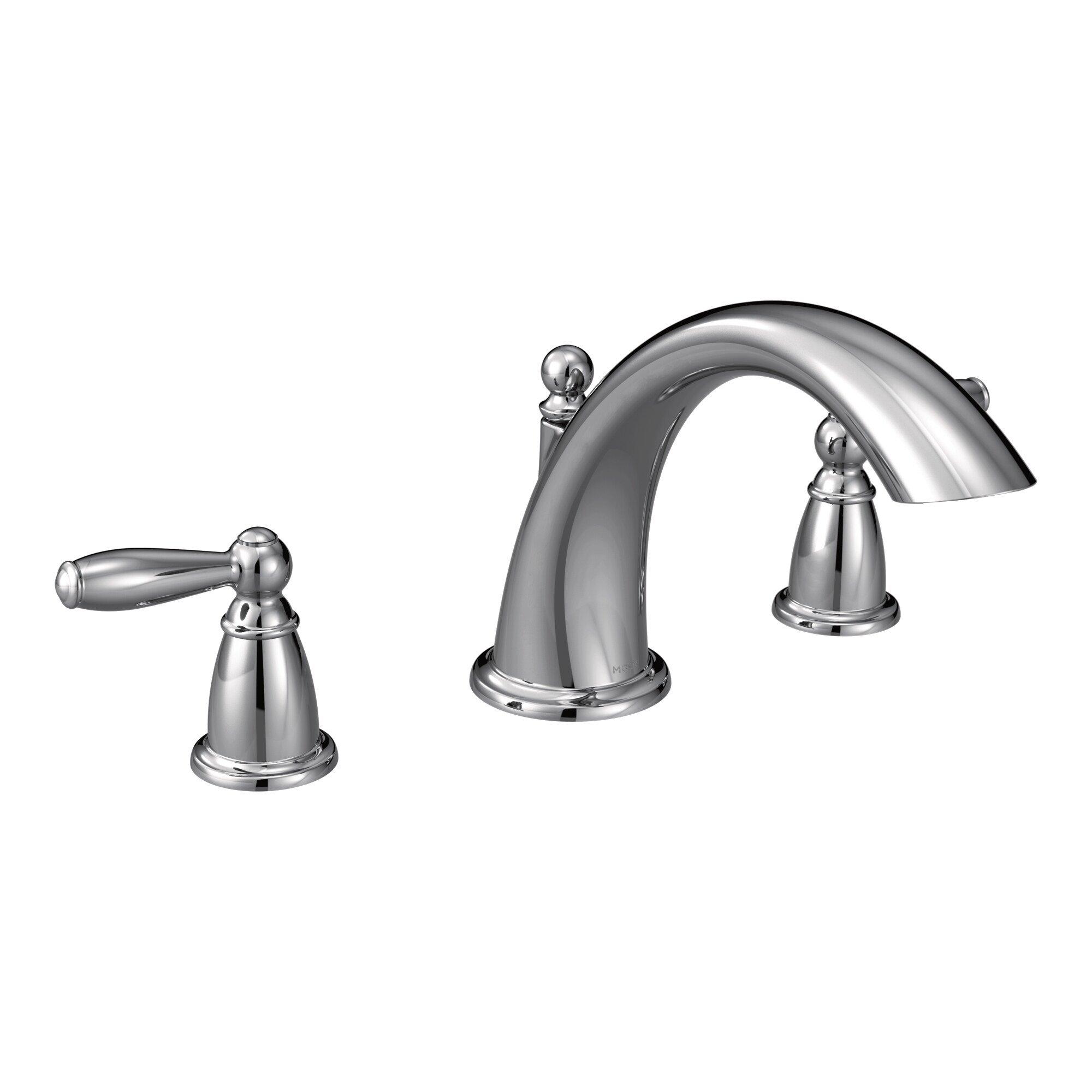 Moen Polished Chrome 3-Hole Roman Tub Faucet Double Lever Handle Low Arc 