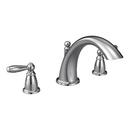 Moen Polished Chrome 3-Hole Roman Tub Faucet Double Lever Handle Low Arc 