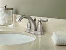 Moen Brushed Nickel Two Handle Centerset Bathroom Sink Faucet with Pop-Up Drain Assembly 