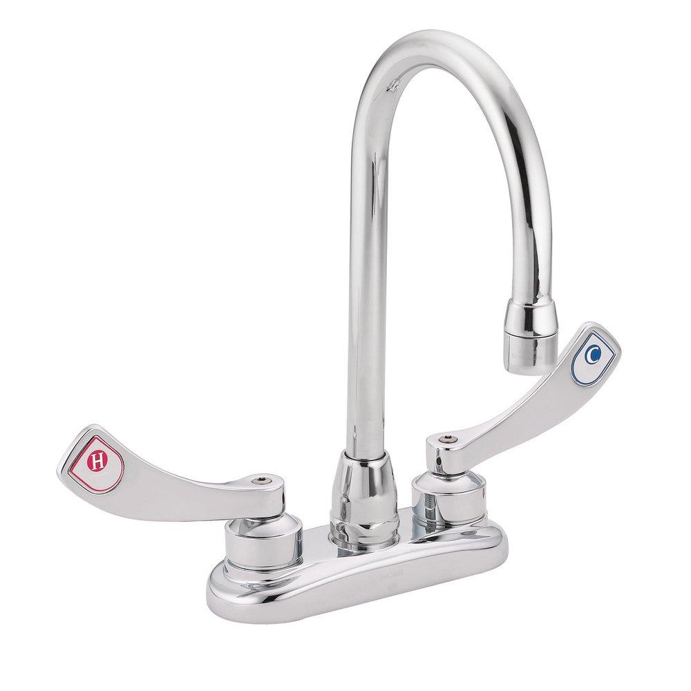 Moen Chrome Plated Two Handle Wristblade Deck Mount Service Faucet 