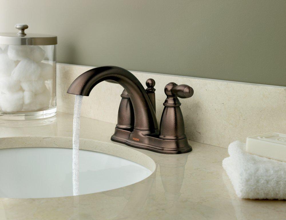 Moen Oil Rubbed Bronze Centerset Lavatory Faucet with Lever Handle 