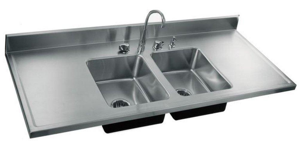 Just Manufacturing 60 x 25 in. Stainless Steel Double Bowl Kitchen Sink 