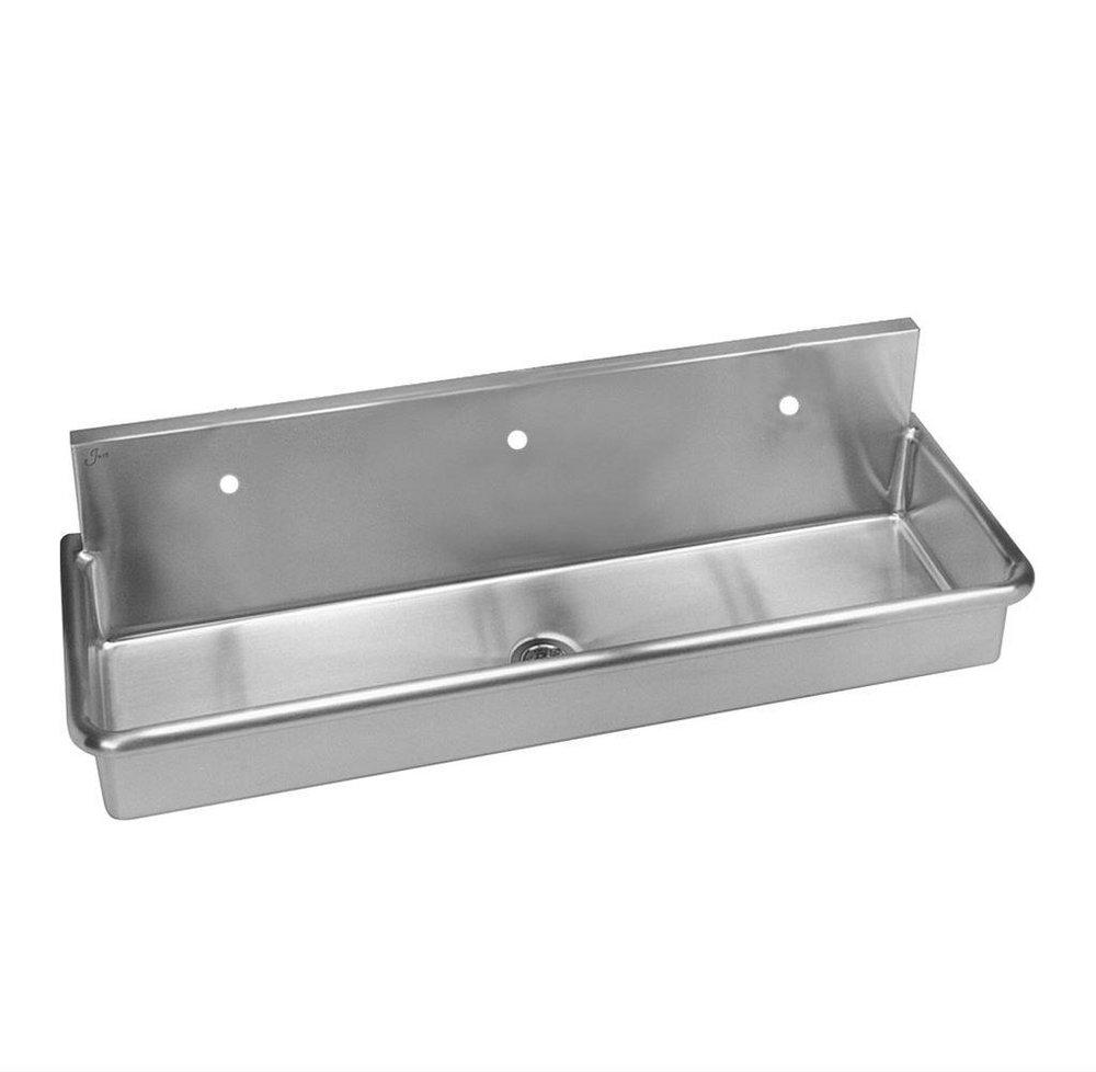 Just Manufacturing Brushed Steel 3-Hole Wash-Up Sink with Sensor Faucets 