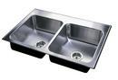 Just Manufacturing Polished Satin 33 x 19 in. 3 Hole Stainless Steel 2 Bowl Drop-in Kitchen Sink 