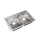 Just Manufacturing Stainless Steel 28 x 21 in. 3-Hole Double Bowl Drop-in Kitchen Sink 
