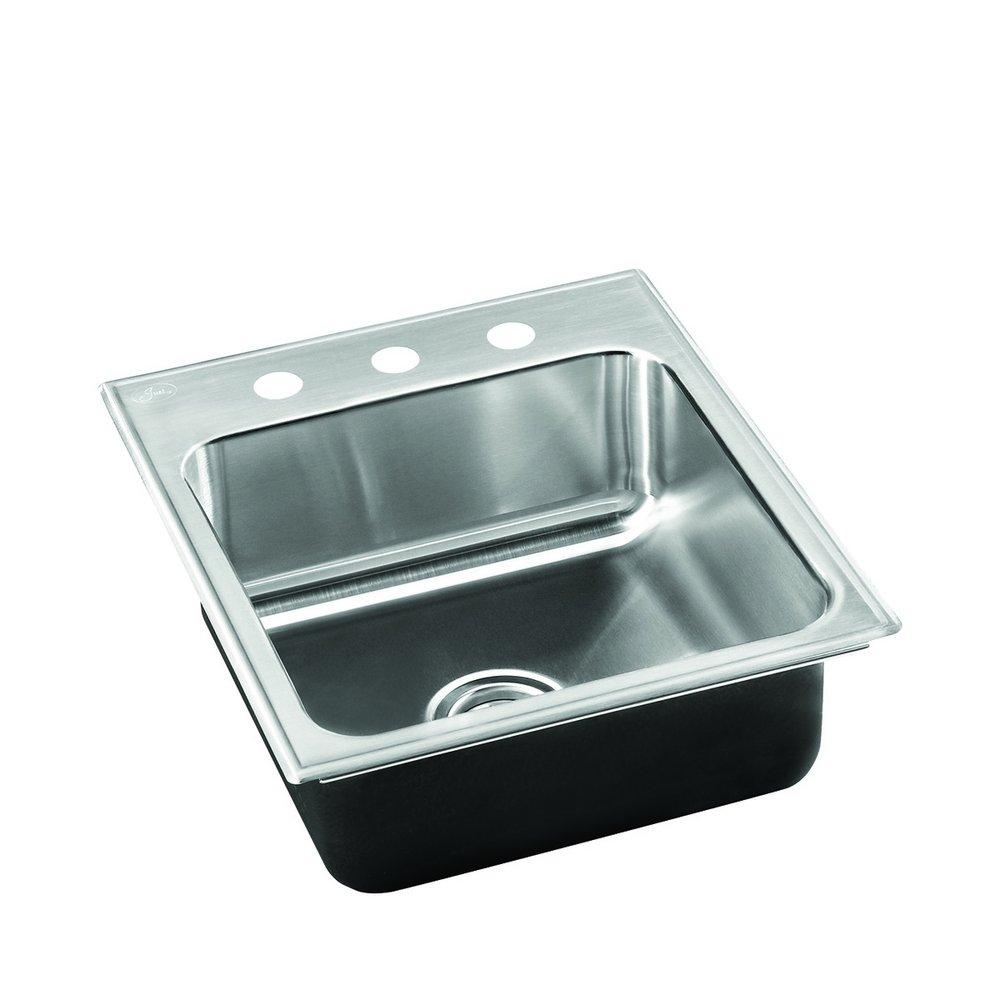 Just Manufacturing Satin 21 x 19 in. Stainless Steel Single Bowl Drop-in Kitchen Sink in No. 4 