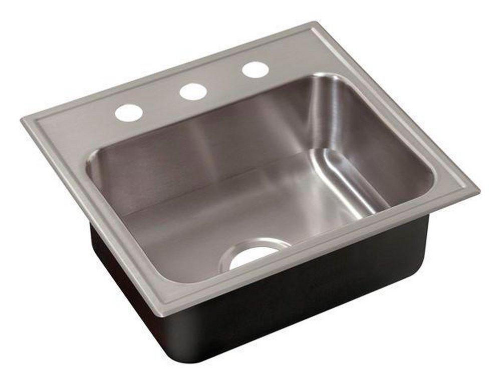Just Manufacturing Brushed Steel 33 x 22 in. 3 Hole Double Bowl 304 and 18-8 Self-Rimming or Drop-In Kitchen Sink with Center Drain 