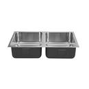 Just Manufacturing Brushed Steel 32 x 16 in. No Hole Stainless Steel Double Bowl Undermount Kitchen Sink 