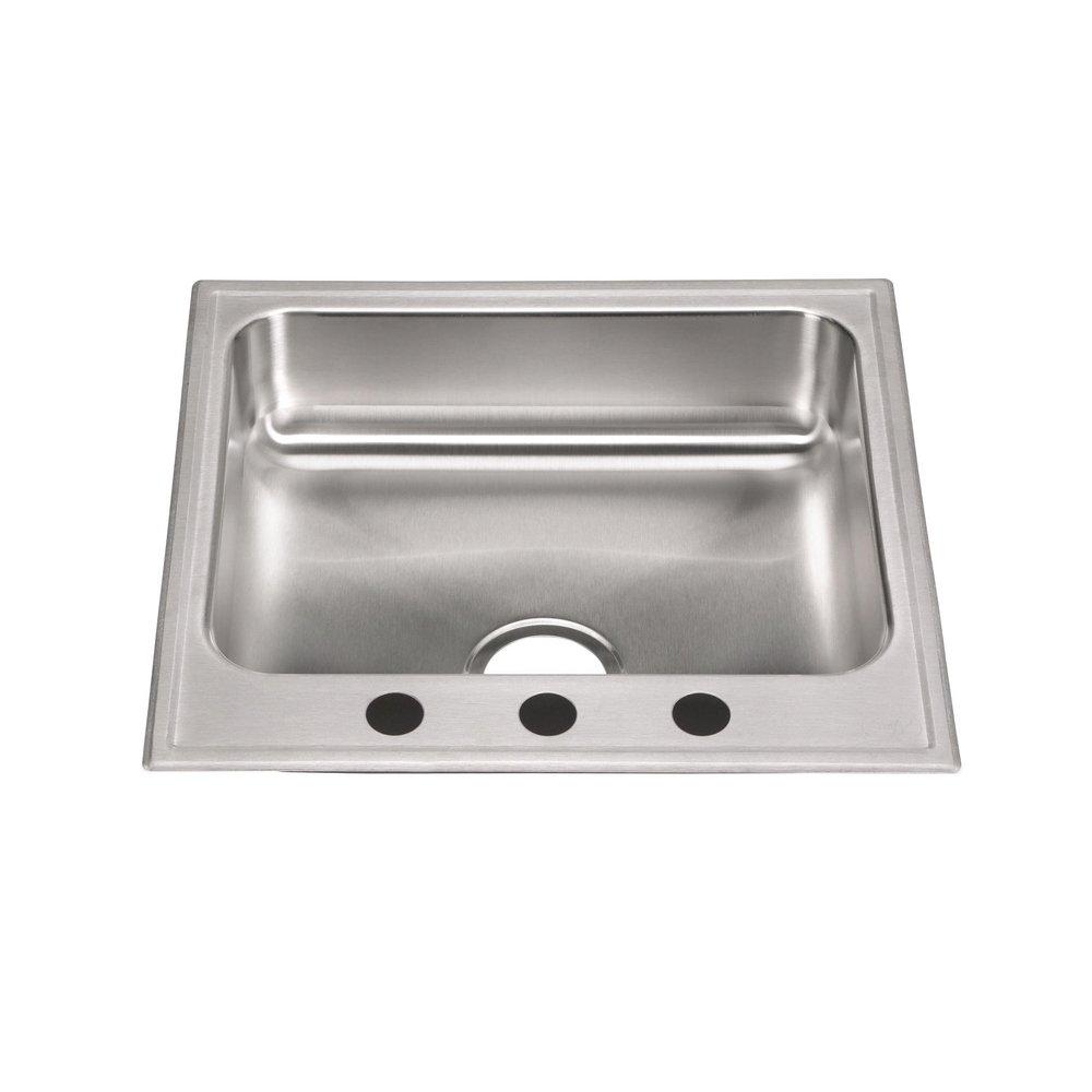 Just Manufacturing Brushed Steel 21 x 19 in. 2 Hole Stainless Steel 1 Bowl Drop-in Kitchen Sink 