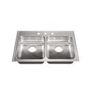 Just Manufacturing Brushed Steel 33 x 22 in. 3 Hole Stainless Steel Double Bowl Drop-in Kitchen Sink 