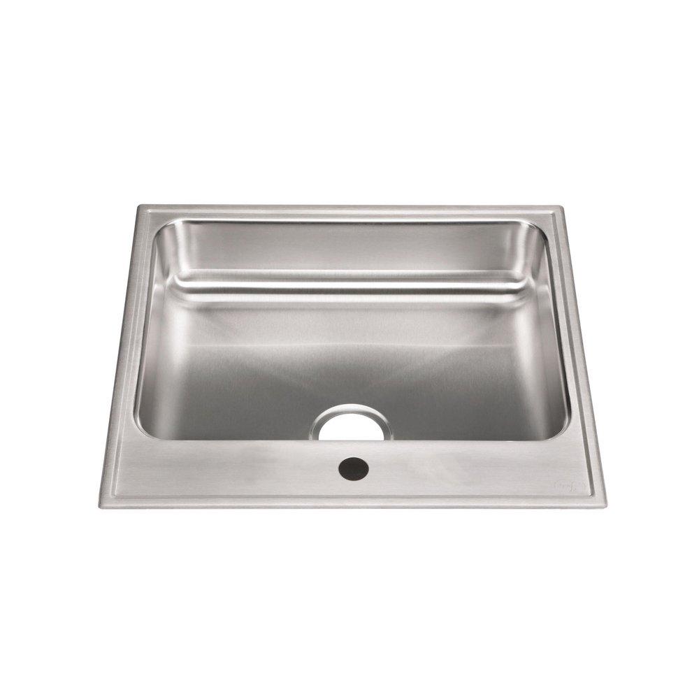 Just Manufacturing Brushed Steel 25 x 22 in. Stainless Steel Single Bowl Drop-in Kitchen Sink in No. 4 