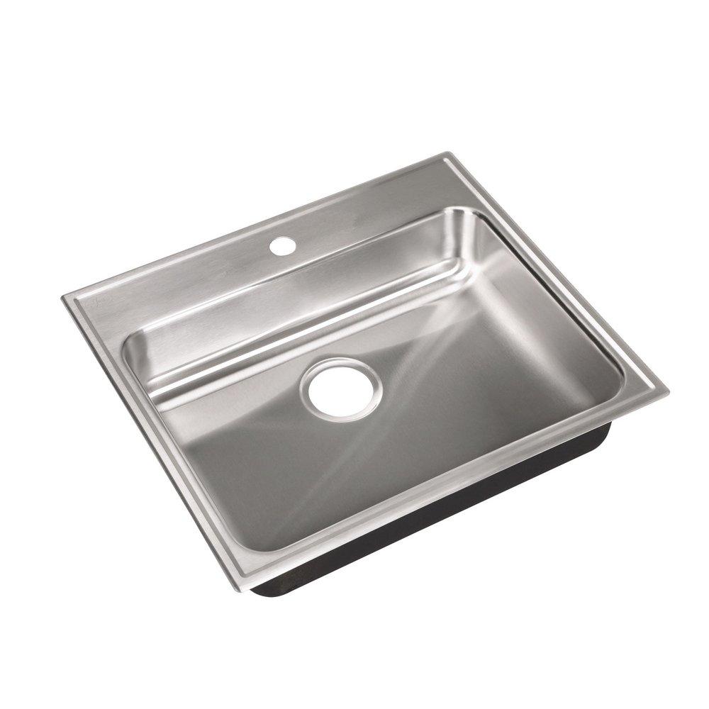 Just Manufacturing Brushed Steel 25 x 22 in. Stainless Steel Single Bowl Drop-in Kitchen Sink in No. 4 