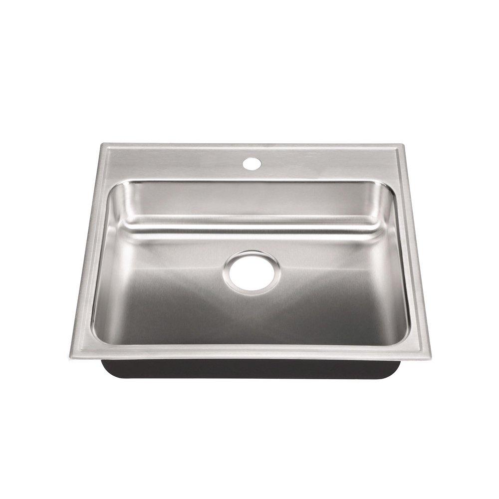 Just Manufacturing Brushed Steel 25 x 22 in. Stainless Steel Single Bowl Drop-in Kitchen Sink in No. 4 