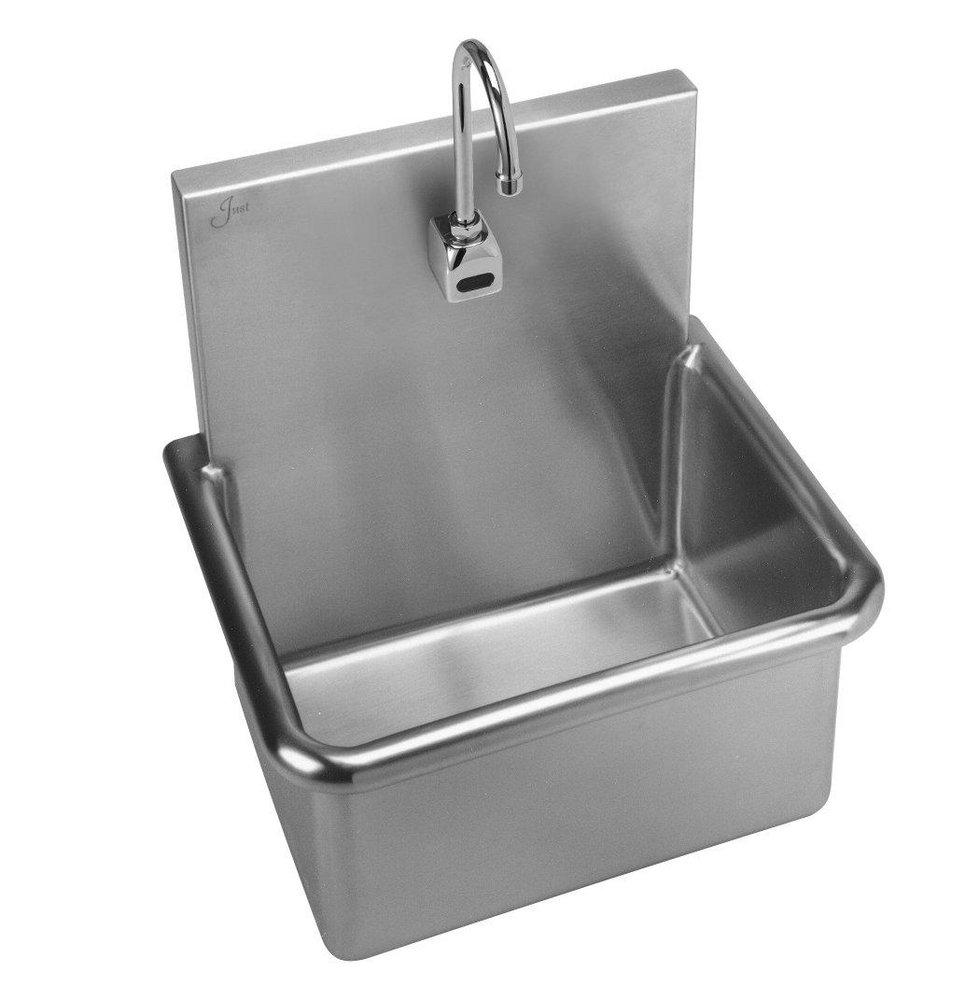 Just Manufacturing Brushed Steel No-Hole Wall Mount Service Sink 
