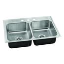 Just Manufacturing Satin 33 x 19 in. Stainless Steel Double Bowl Drop-in Kitchen Sink in No. 4 