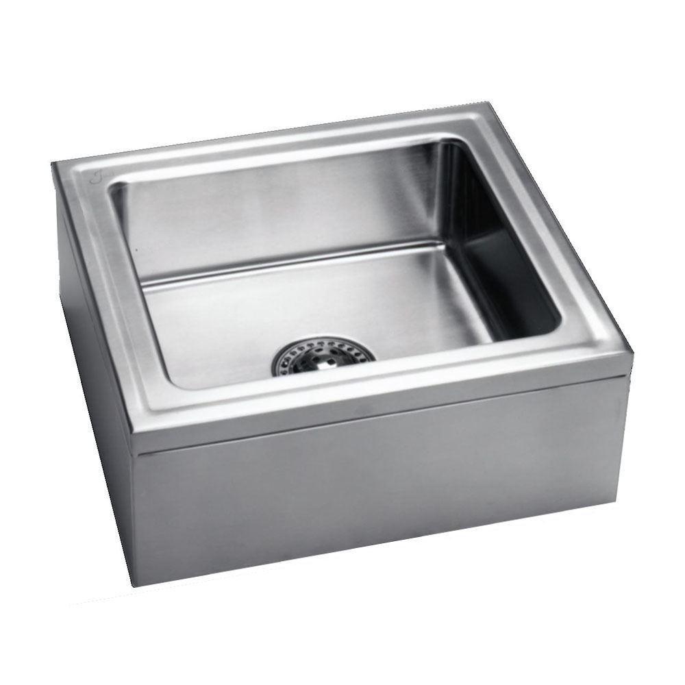 Just Manufacturing Brushed Steel Floor Mop Sink with Drain 