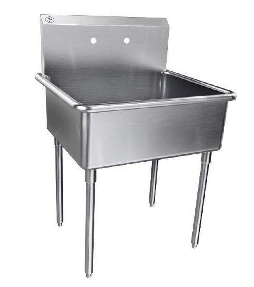 Just Manufacturing Brushed Steel 39 x 27-1/2 in. 2-Hole 1-Bowl Wall Mount 304 Scullery Sink 