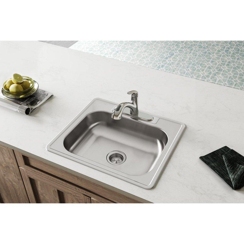 Kingsford Polished Satin 25 x 22 in. Stainless Steel Single Bowl Drop-in Kitchen Sink in Satin 