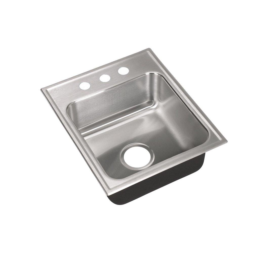 Just Manufacturing Brushed Steel 17 x 20 in. 3-Hole 1-Bowl 304 and 18-8 Self-Rimming or Drop-In Kitchen Sink with Center Drain 