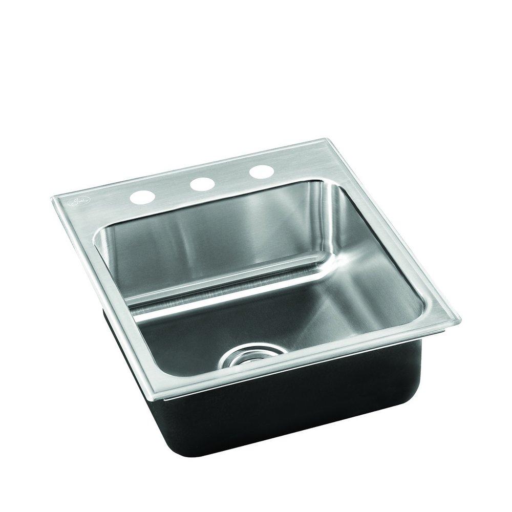 Just Manufacturing Satin 19 x 20 in. Stainless Steel Single Bowl Drop-in Kitchen Sink in No. 4 