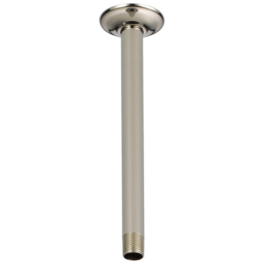 Brizo Brilliance&reg; Brushed Nickel 1/2 x 2-3/8 x 10 in. NPT Solid Brass Shower Arm and Flange 