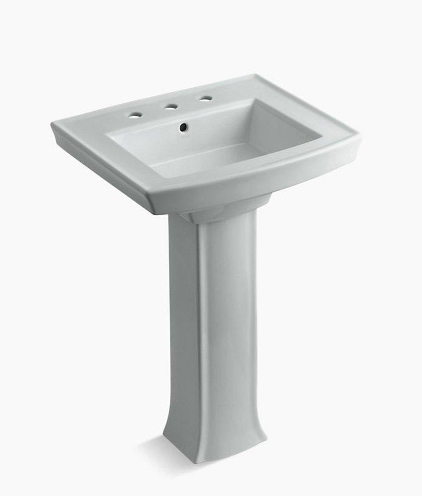 KOHLER Ice&trade; Grey 3-Hole Pedestal Lavatory Archer 