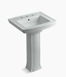 KOHLER Ice&trade; Grey 3-Hole Pedestal Lavatory Archer 