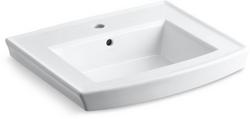 24 in. Rectangular Vitreous China Pedestal Bathroom Sink in White