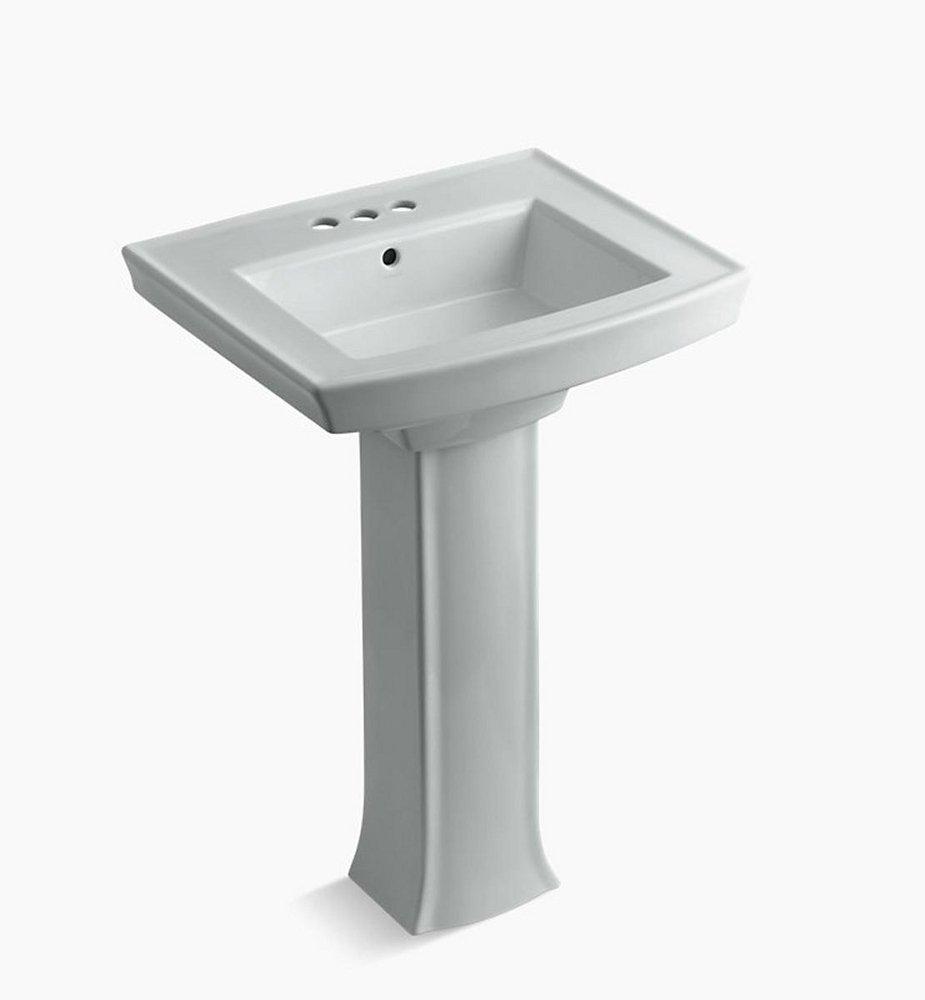 KOHLER Ice&trade; Grey 3-Hole Bathroom Sink Pedestal with P-Trap 