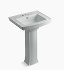 KOHLER Ice&trade; Grey 3-Hole Bathroom Sink Pedestal with P-Trap 