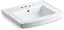 24 in. Rectangular Vitreous China Pedestal Bathroom Sink in White