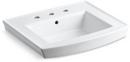 24 in. Rectangular Vitreous China Pedestal Bathroom Sink in White