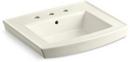 24 in. Rectangular Vitreous China Pedestal Bathroom Sink in Biscuit