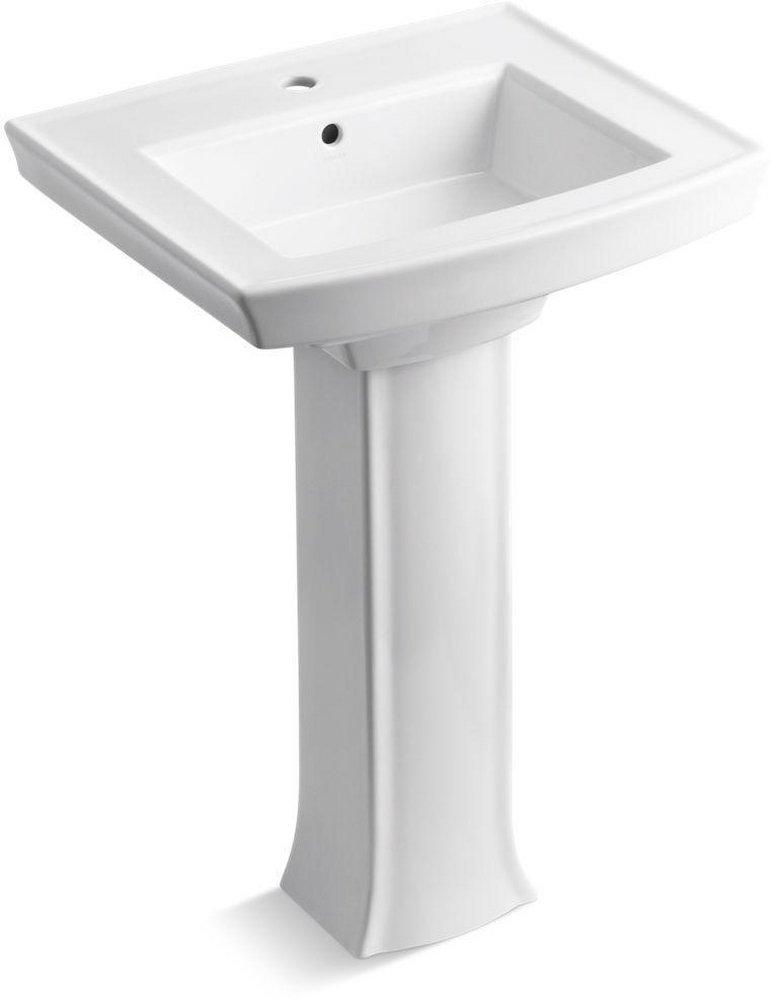 KOHLER White 1-Hole Pedestal Lavatory Sink 