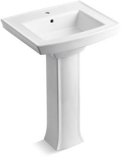 24 in. Rectangular Pedestal Sink and Base in White