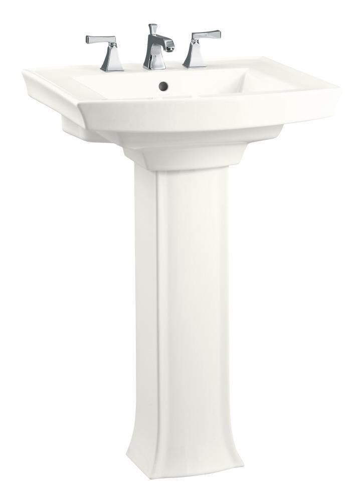 KOHLER White 3-Hole Bathroom Sink Pedestal with P-Trap 