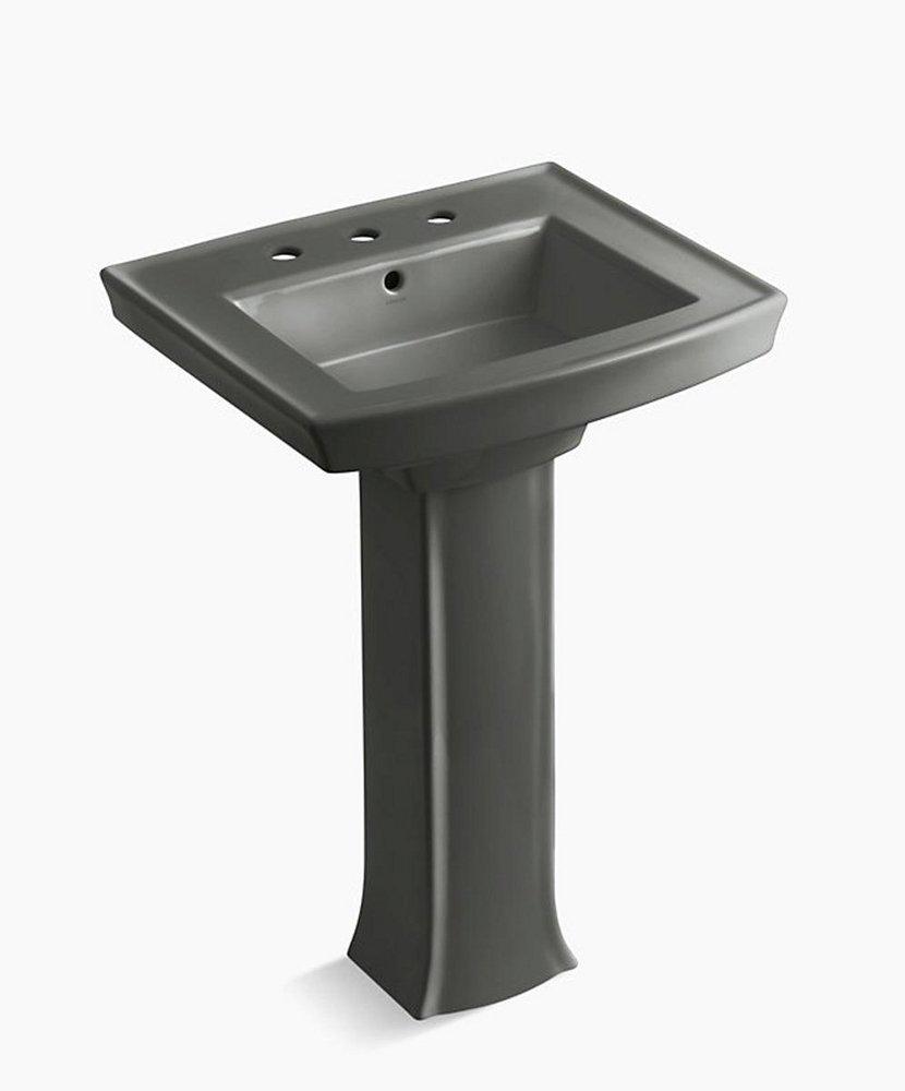 KOHLER Thunder&trade; Grey 3-Hole Pedestal Lavatory Archer 