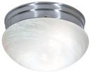 2 Light 60W 9-1/2 in. Flush Mount Alabaster Mushroom Ceiling Fixture Brushed Nickel