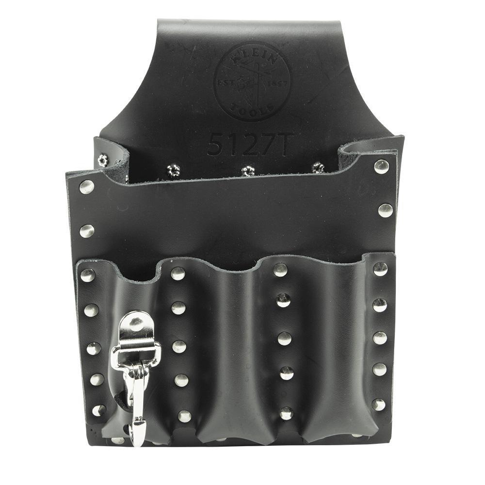 Klein Tools Black 7 x 2-1/2 in. Leather Tool Pouch 6 Pocket 