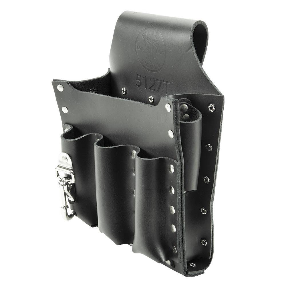 Klein Tools Black 7 x 2-1/2 in. Leather Tool Pouch 6 Pocket 