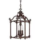 60 W 3-Light Candelabra Chandelier with Rustic Scavo Glass in Chesterfield Brown