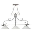 28 in. 100W 3-Light Island Fixture in Matte Nickel with White Faux Alabaster Glass Shade