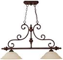 23-1/2 in. 100W 2-Light Island Fixture in Burnished Bronze with Mist Scavo Glass Shade