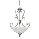 29-1/2 in. 100W 3-Light Pendant Fixture in Matte Nickel with White Faux Alabaster Glass Shade